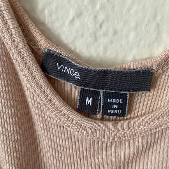 Vince Pima Cotton Scoop Neck Tank In Rose Water Size M Ribbed Luxury Soft - Picture 6 of 8